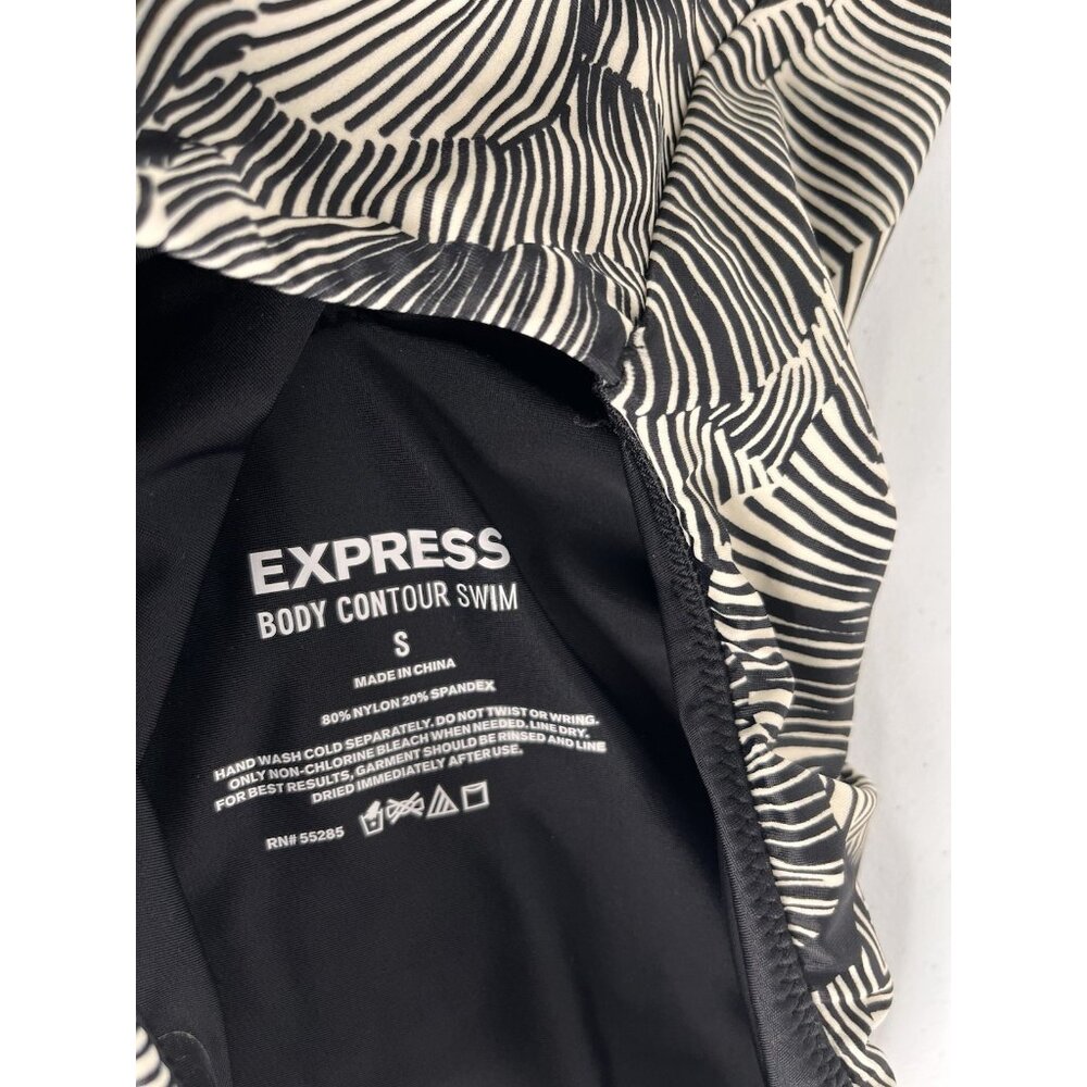 EXPRESS Women's Black White Floral Convertible Style Swimsuit NWT Small - Picture 3 of 5